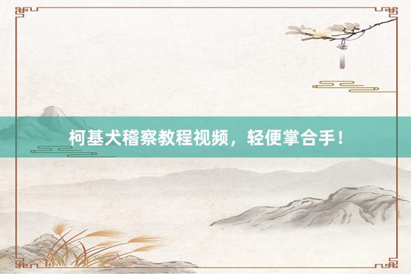 柯基犬稽察教程视频，轻便掌合手！